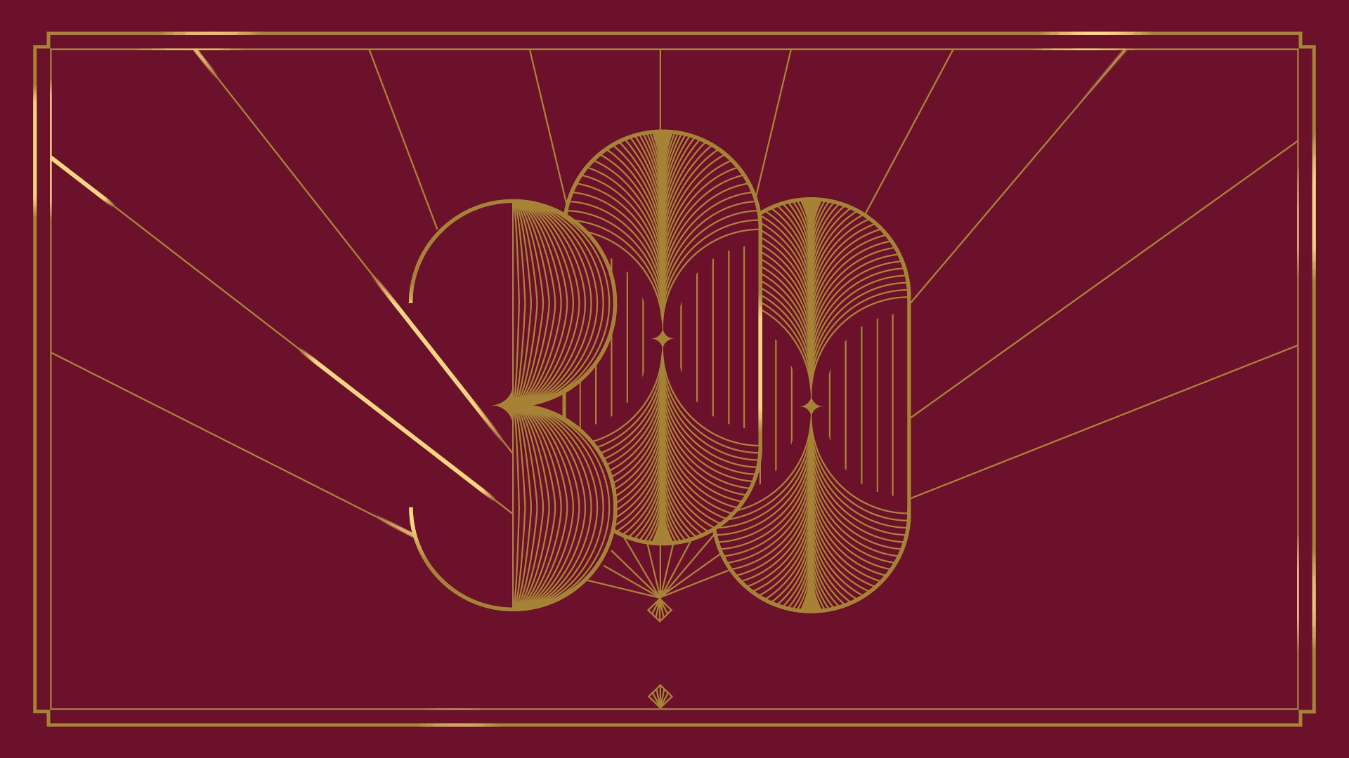 Illustration de chiffres dorés ’300’ sur fond rouge avec lignes rayonnantes.